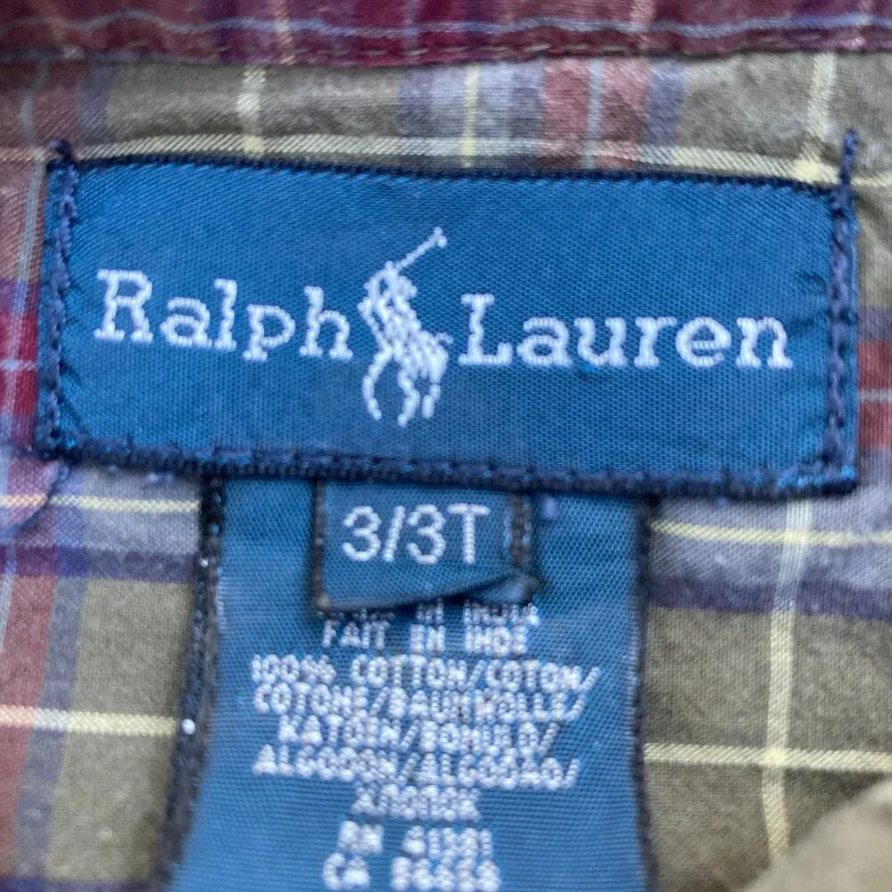 Ralph Lauren Toddler Boy's Button Down Oxford Plaid Shirt, Special Events, sz 3T